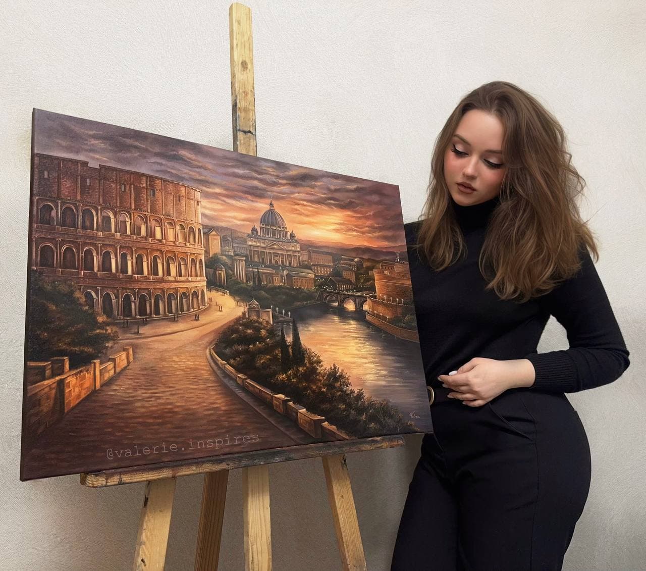 Valerie with one of her original oil paintings